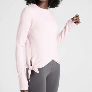 Athleta Samsara Nirvana Side Tie Cropped Sweatshirt XS Light Pink Athleisure